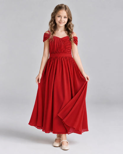 Red A-line Junior Bridesmaid Dresses Front