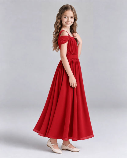 Red A-line Junior Bridesmaid Dresses Side