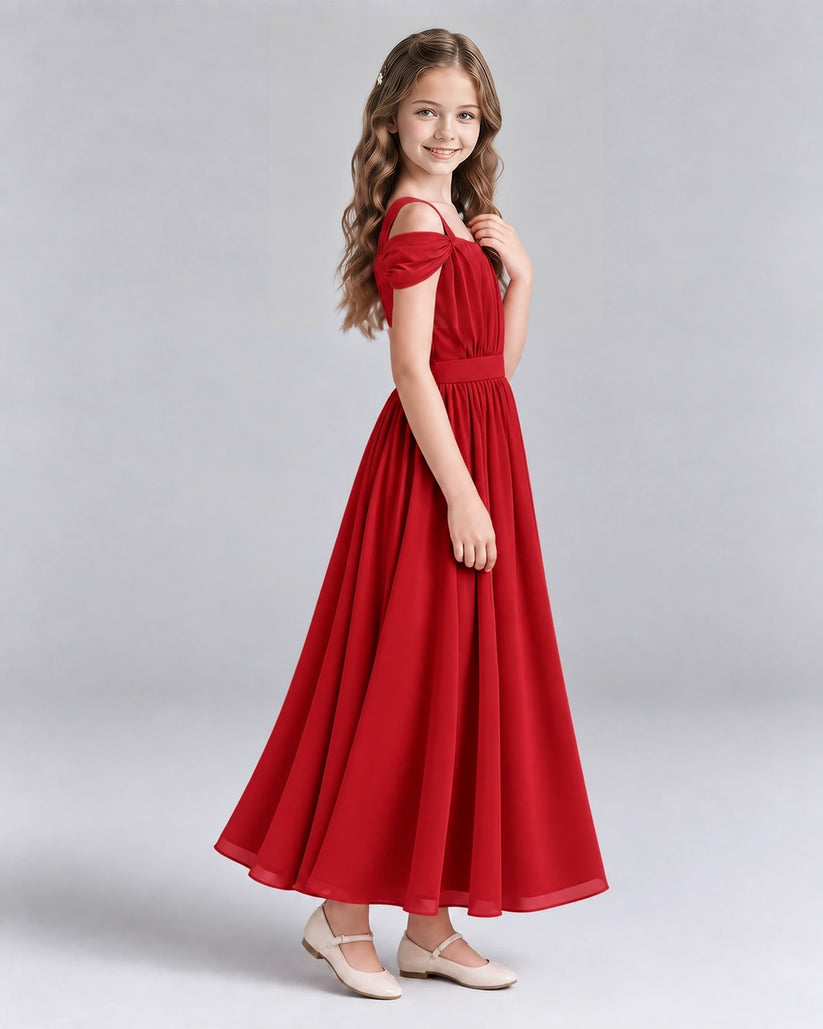 Red A-line Junior Bridesmaid Dresses Side