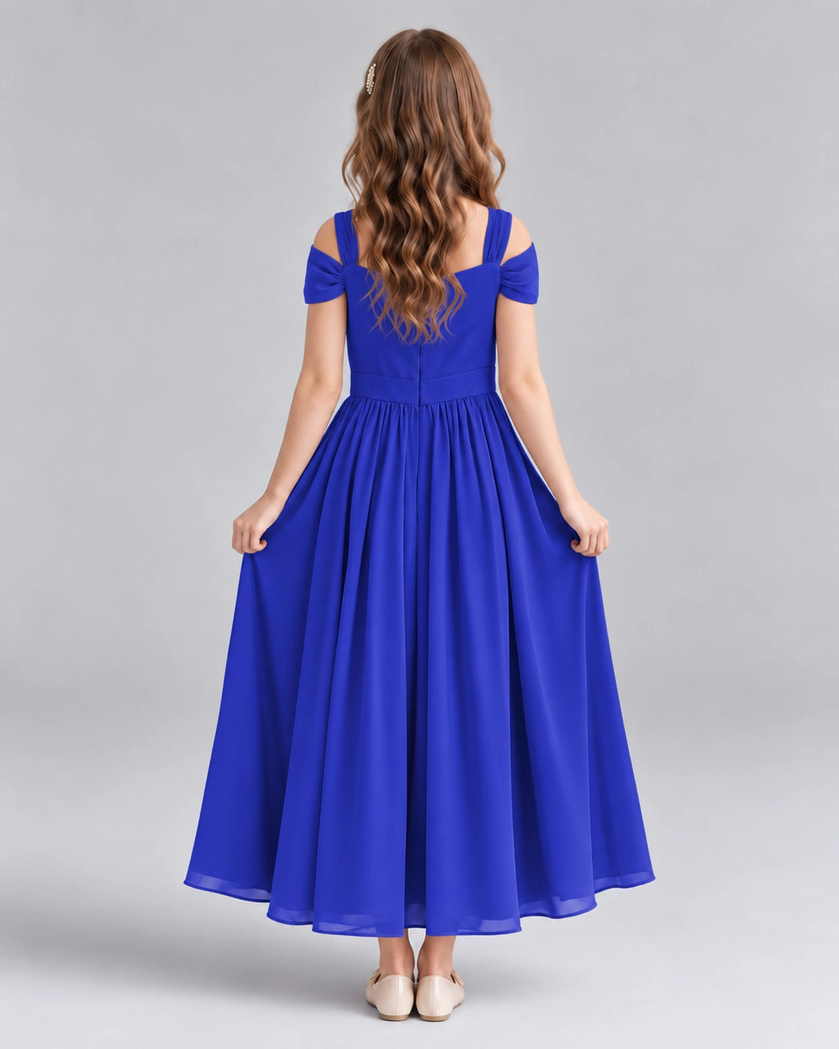 Royal Blue A-line Junior Bridesmaid Dresses Back
