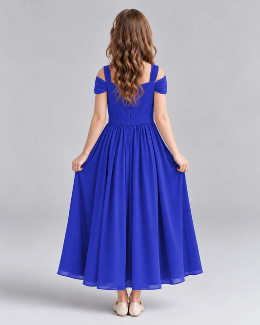 Royal Blue A-line Junior Bridesmaid Dresses Back