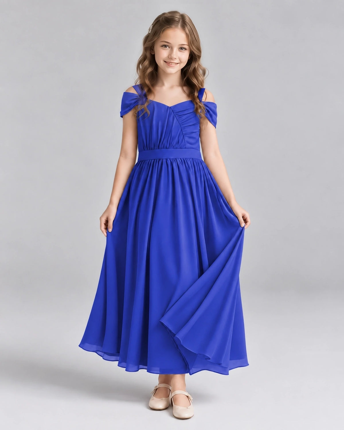 Royal Blue A-line Junior Bridesmaid Dresses Front