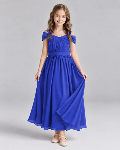 Royal Blue A-line Junior Bridesmaid Dresses Front