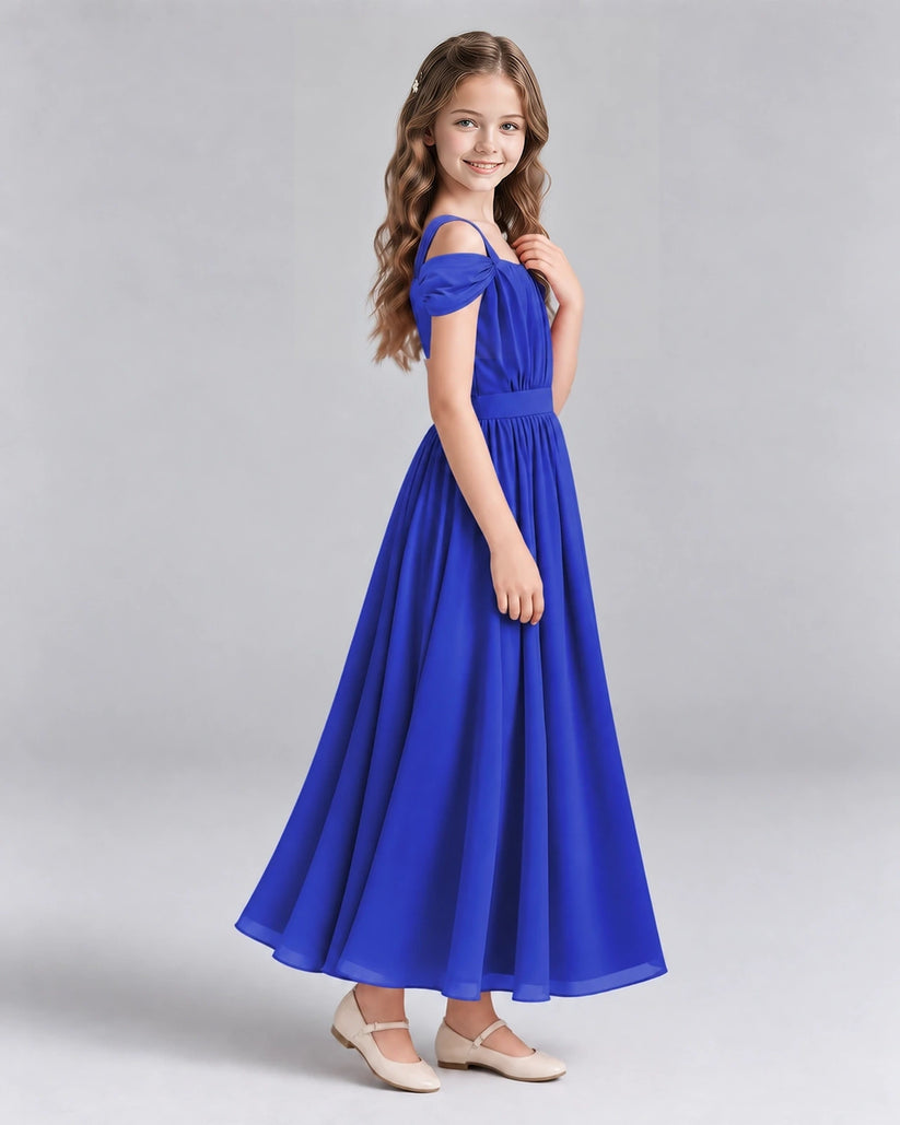 Royal Blue A-line Junior Bridesmaid Dresses Side