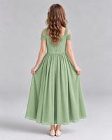 Sage Green A-line Junior Bridesmaid Dresses Back