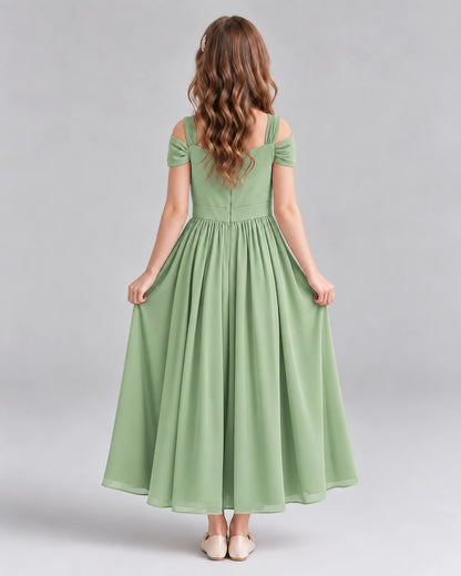 Sage Green A-line Junior Bridesmaid Dresses Back