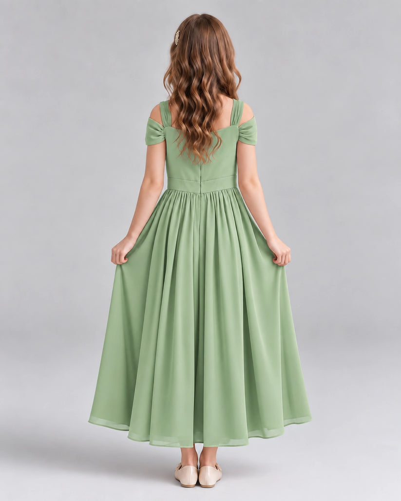 Sage Green A-line Junior Bridesmaid Dresses Back
