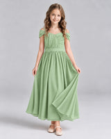 Sage Green A-line Junior Bridesmaid Dresses Front