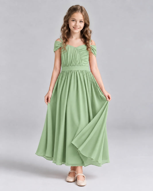 Sage Green A-line Junior Bridesmaid Dresses Front