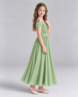 Sage Green A-line Junior Bridesmaid Dresses Side