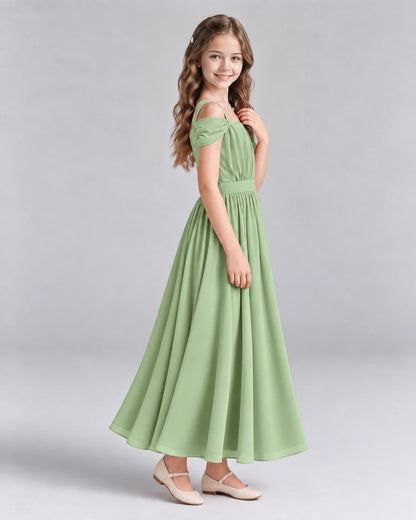 Sage Green A-line Junior Bridesmaid Dresses Side