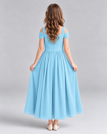 Sky Blue A-line Junior Bridesmaid Dresses Back