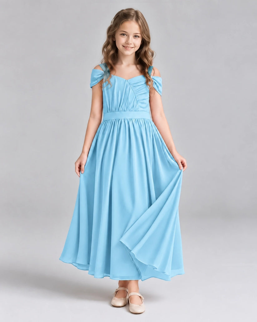 Sky Blue A-line Junior Bridesmaid Dresses Front