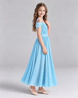Sky Blue A-line Junior Bridesmaid Dresses Side