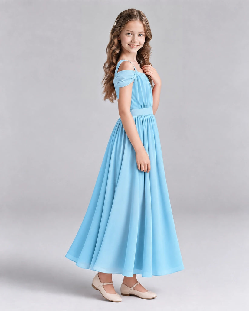 Sky Blue A-line Junior Bridesmaid Dresses Side