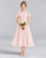 Blush Pink A-line Junior Bridesmaid Dresses Front