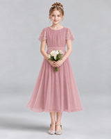 Dusty Rose A-line Junior Bridesmaid Dresses Front