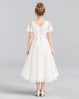 Ivory A-line Junior Bridesmaid Dresses Back