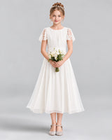 Ivory A-line Junior Bridesmaid Dresses Front
