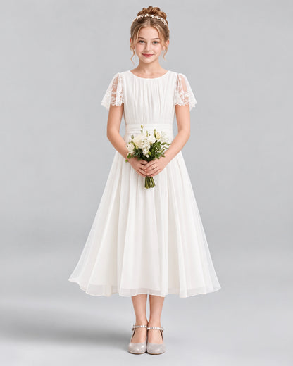 Ivory A-line Junior Bridesmaid Dresses Front