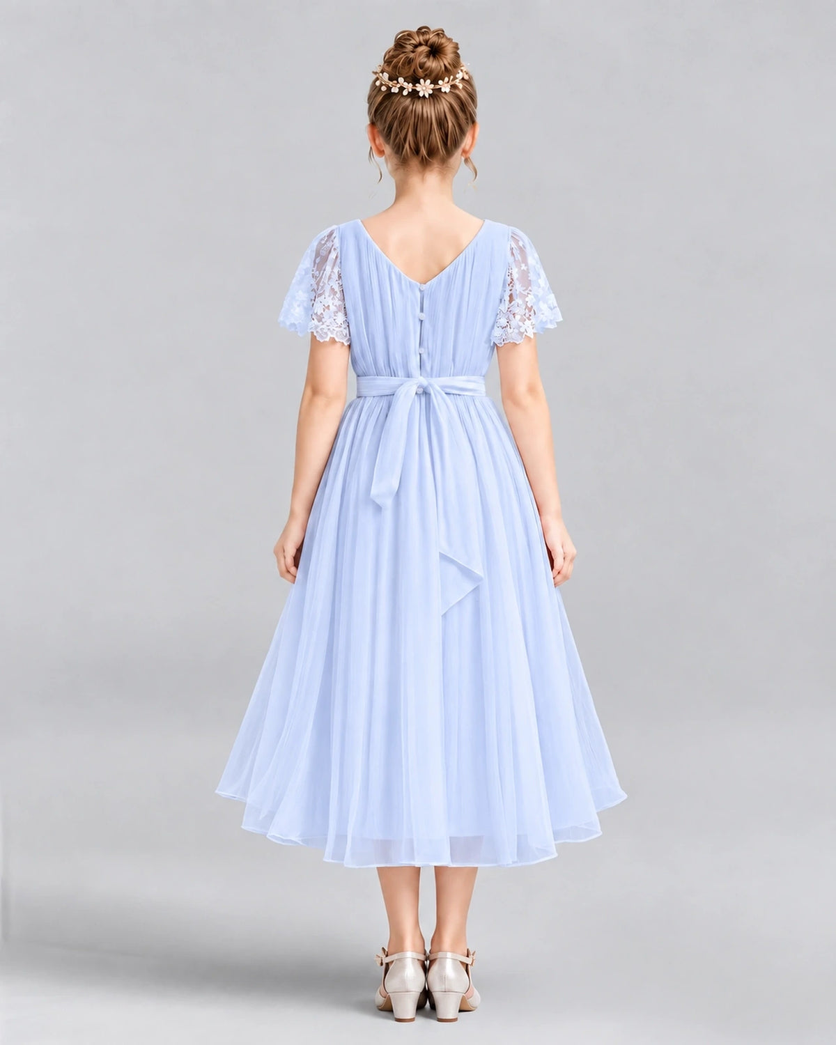 Lavender A-line Junior Bridesmaid Dresses Back