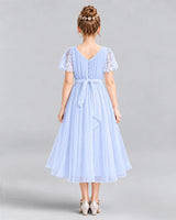 Lavender A-line Junior Bridesmaid Dresses Back