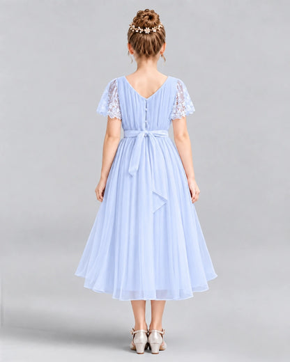 Lavender A-line Junior Bridesmaid Dresses Back