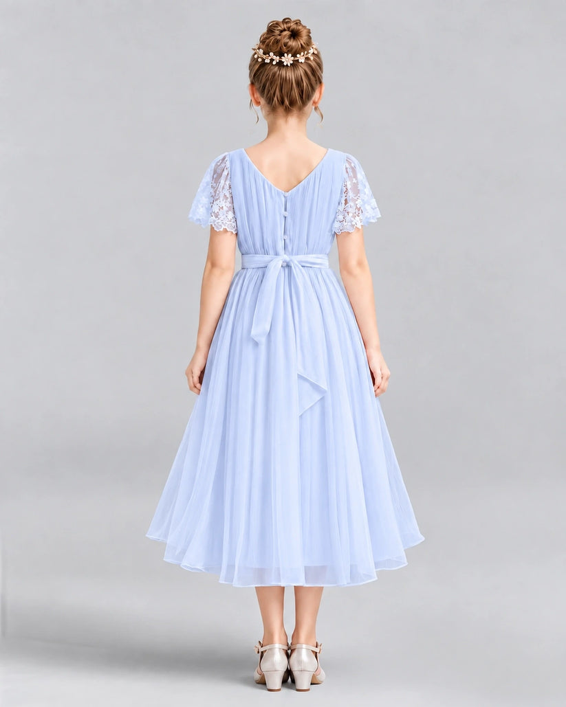 Lavender A-line Junior Bridesmaid Dresses Back