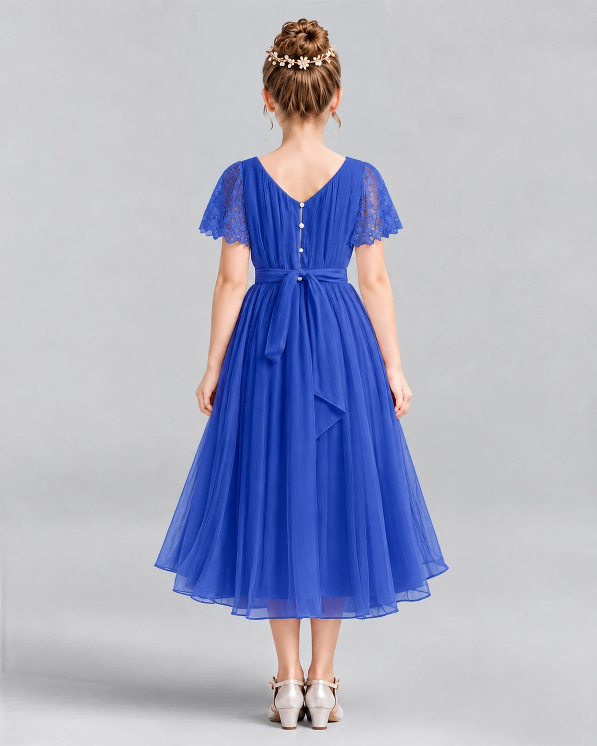 Royal Blue A-line Junior Bridesmaid Dresses Back
