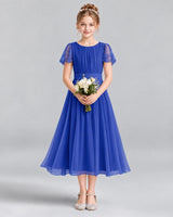 Royal Blue A-line Junior Bridesmaid Dresses Front