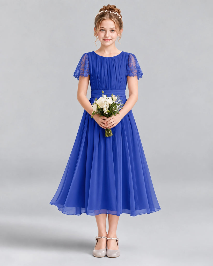 Royal Blue A-line Junior Bridesmaid Dresses Front
