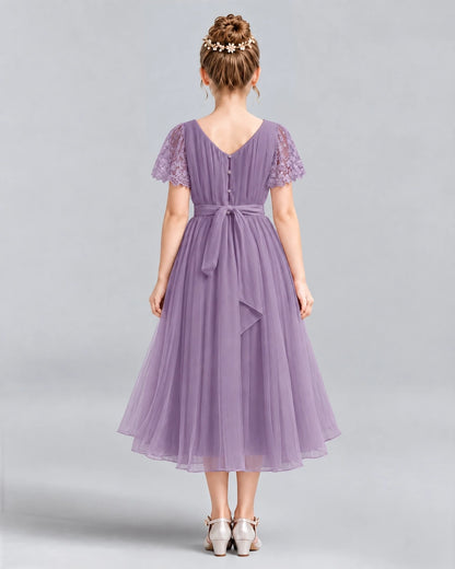 Wisteria A-line Junior Bridesmaid Dresses Back