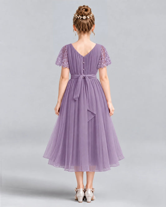 Wisteria A-line Junior Bridesmaid Dresses Back