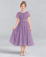 Wisteria A-line Junior Bridesmaid Dresses Pose