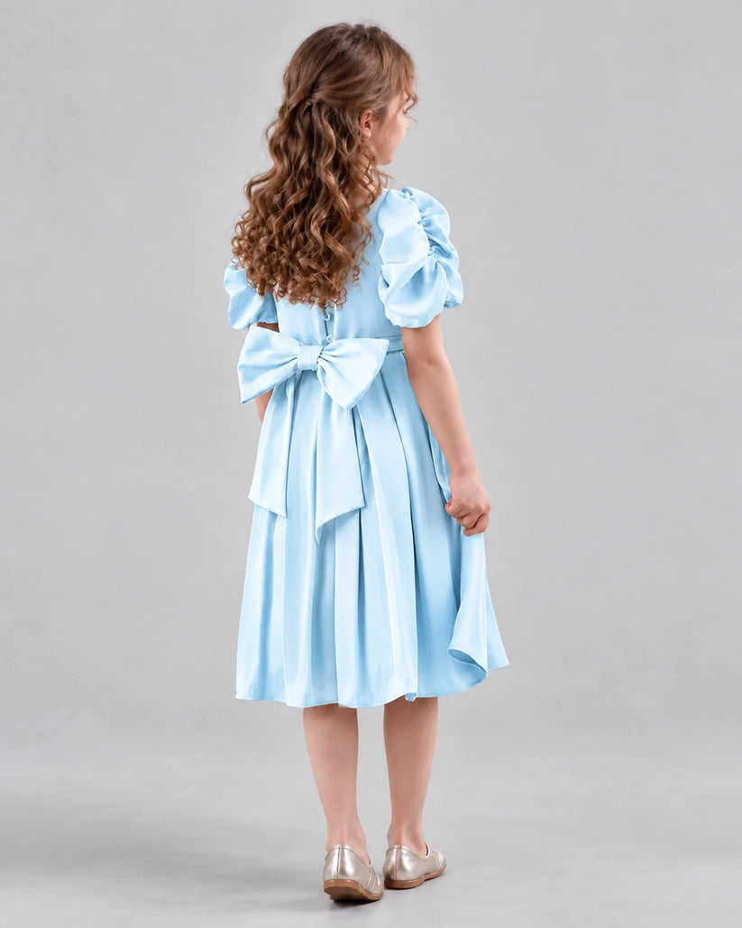 Baby Blue A-line Girls Formal Dresses Back