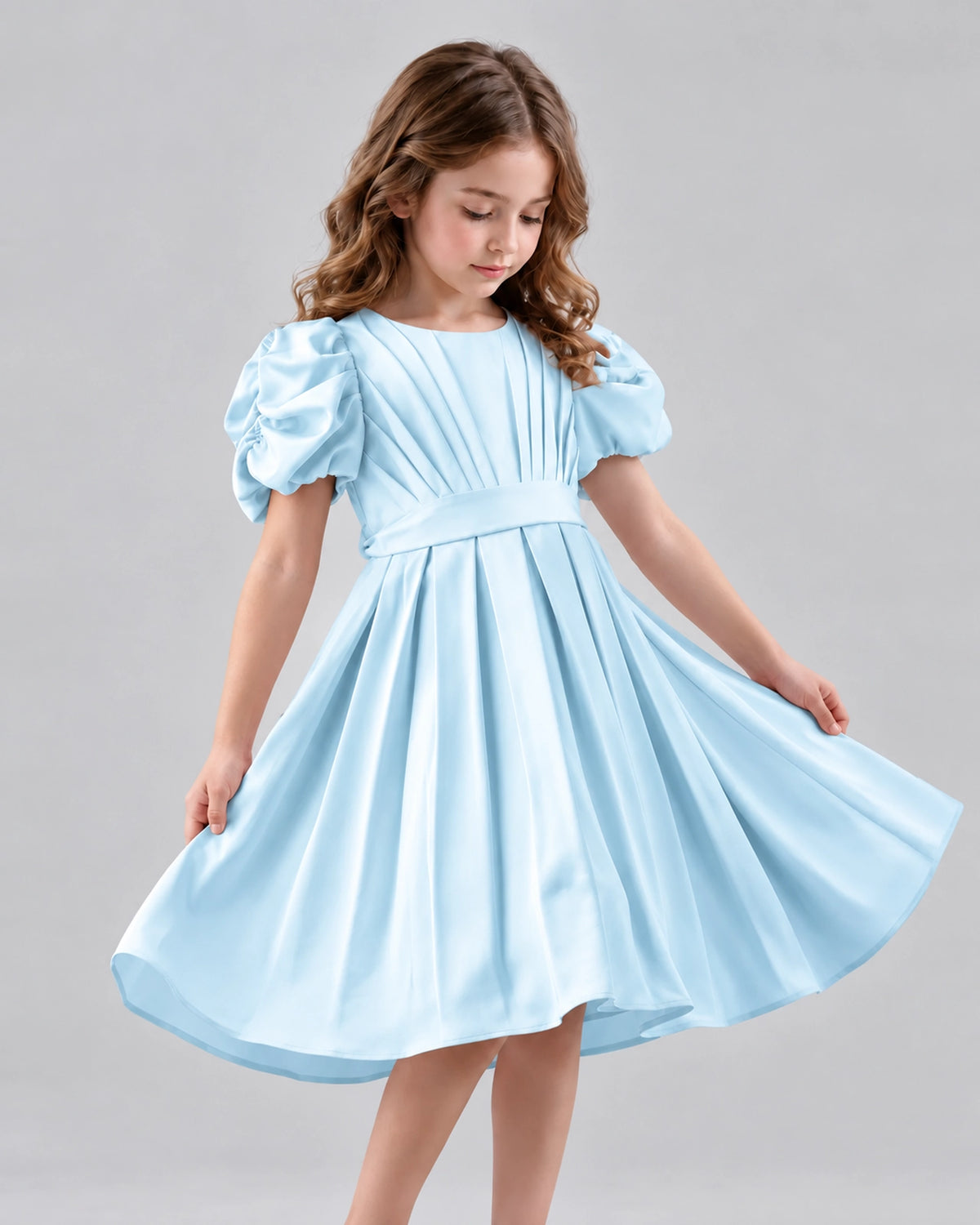 Baby Blue A-line Girls Formal Dresses Front