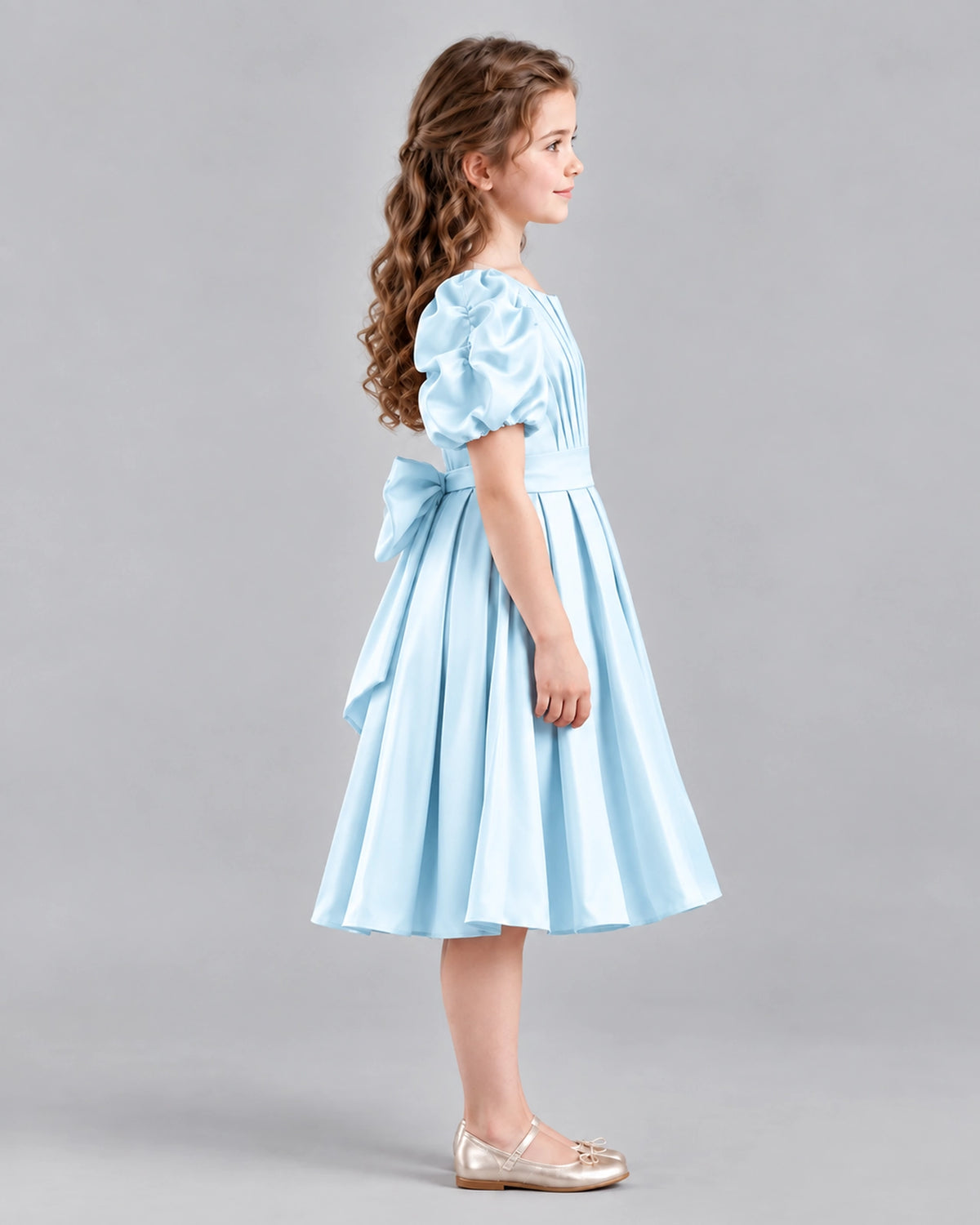 Baby Blue A-line Girls Formal Dresses Side