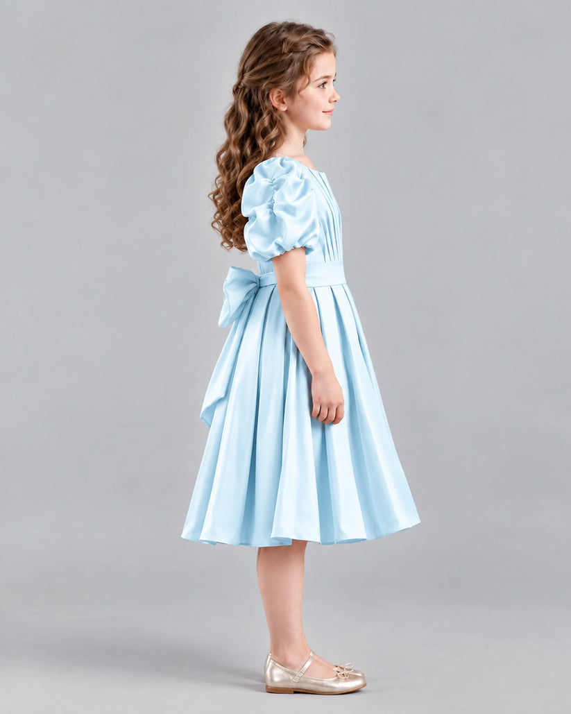 Baby Blue A-line Girls Formal Dresses Side