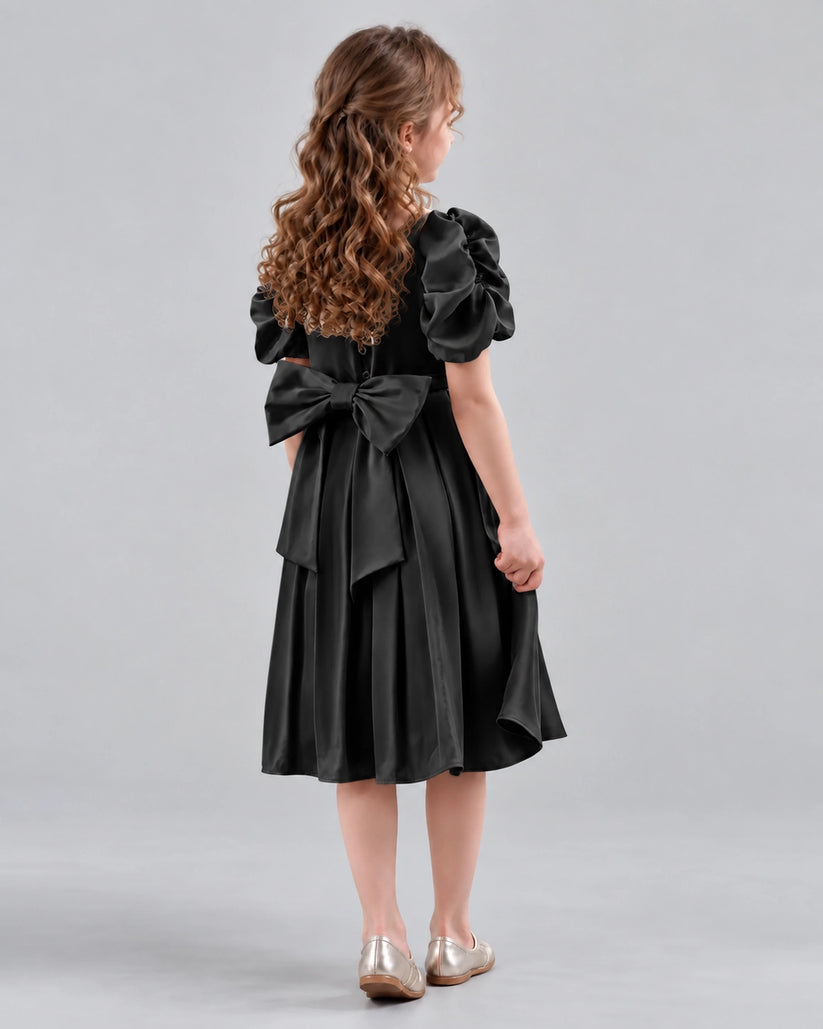 Black A-line Girls Formal Dresses Back