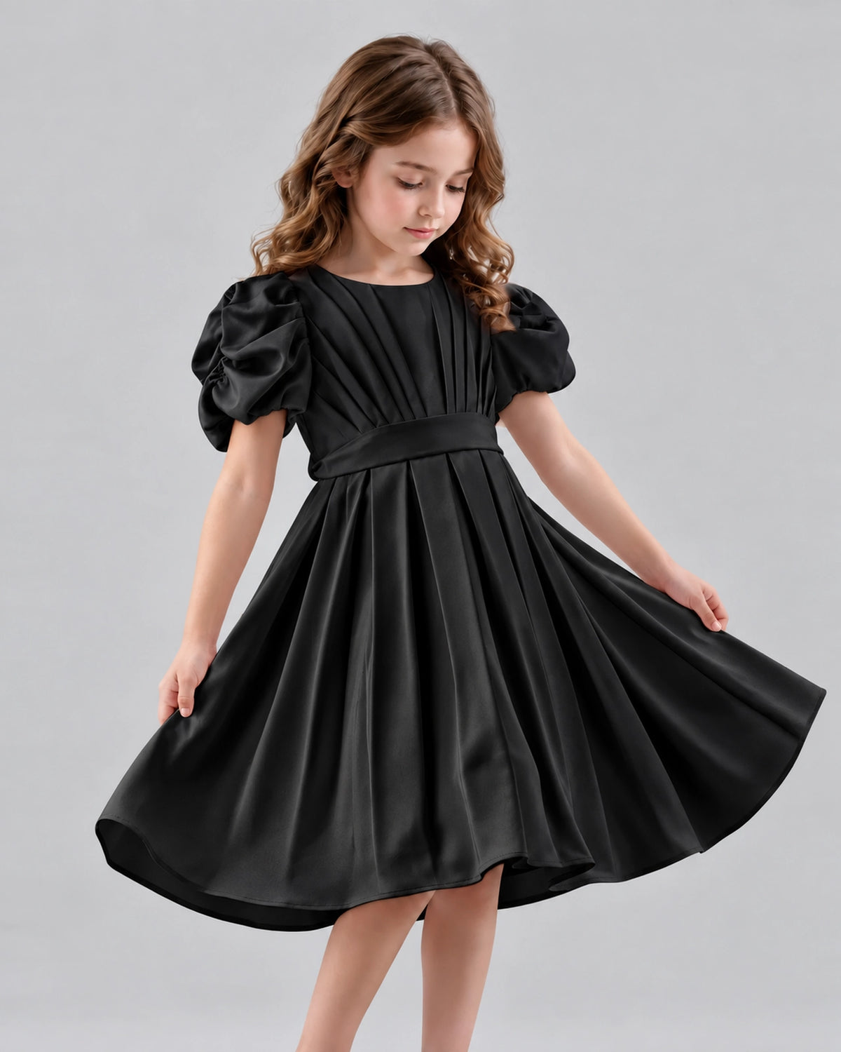 Black A-line Girls Formal Dresses Front