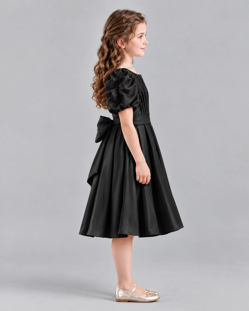 Black A-line Girls Formal Dresses Side