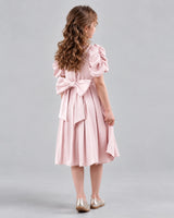 Blush Pink A-line Girls Formal Dresses Back