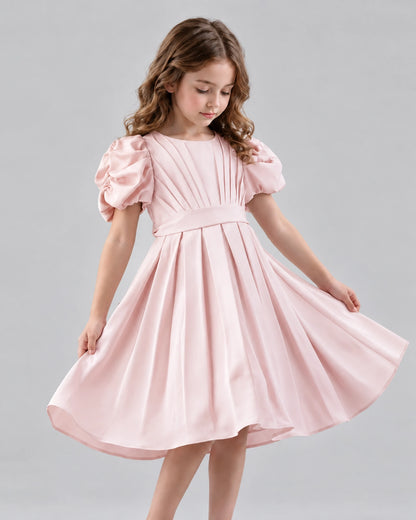 Blush Pink A-line Girls Formal Dresses Front