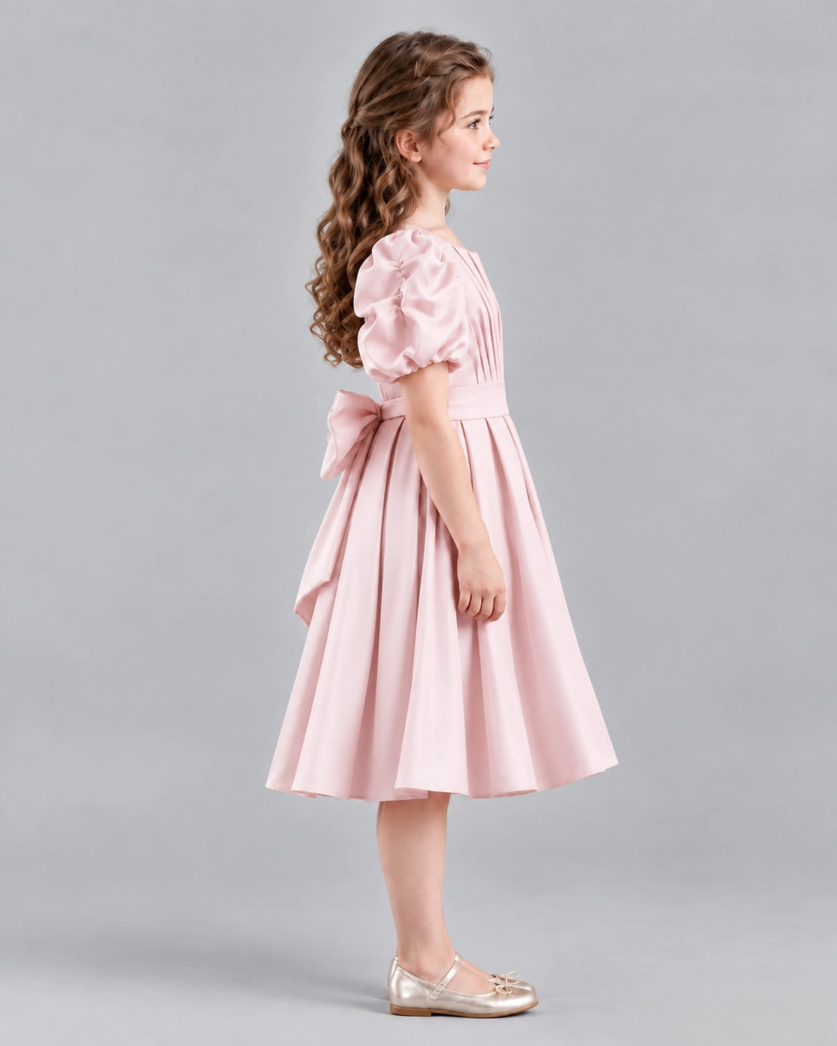 Blush Pink A-line Girls Formal Dresses Side