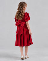 Burgundy A-line Girls Formal Dresses Back