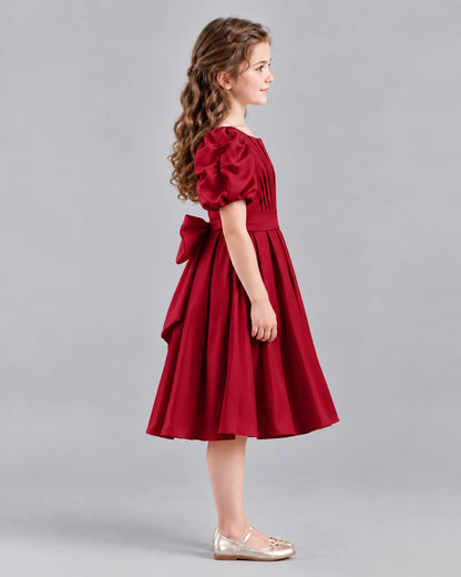 Burgundy A-line Girls Formal Dresses Side