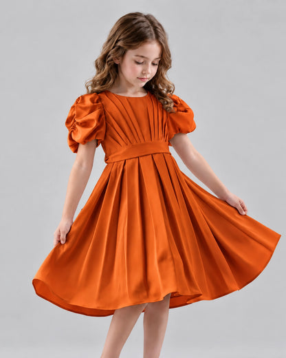 Burnt Orange A-line Girls Formal Dresses Front