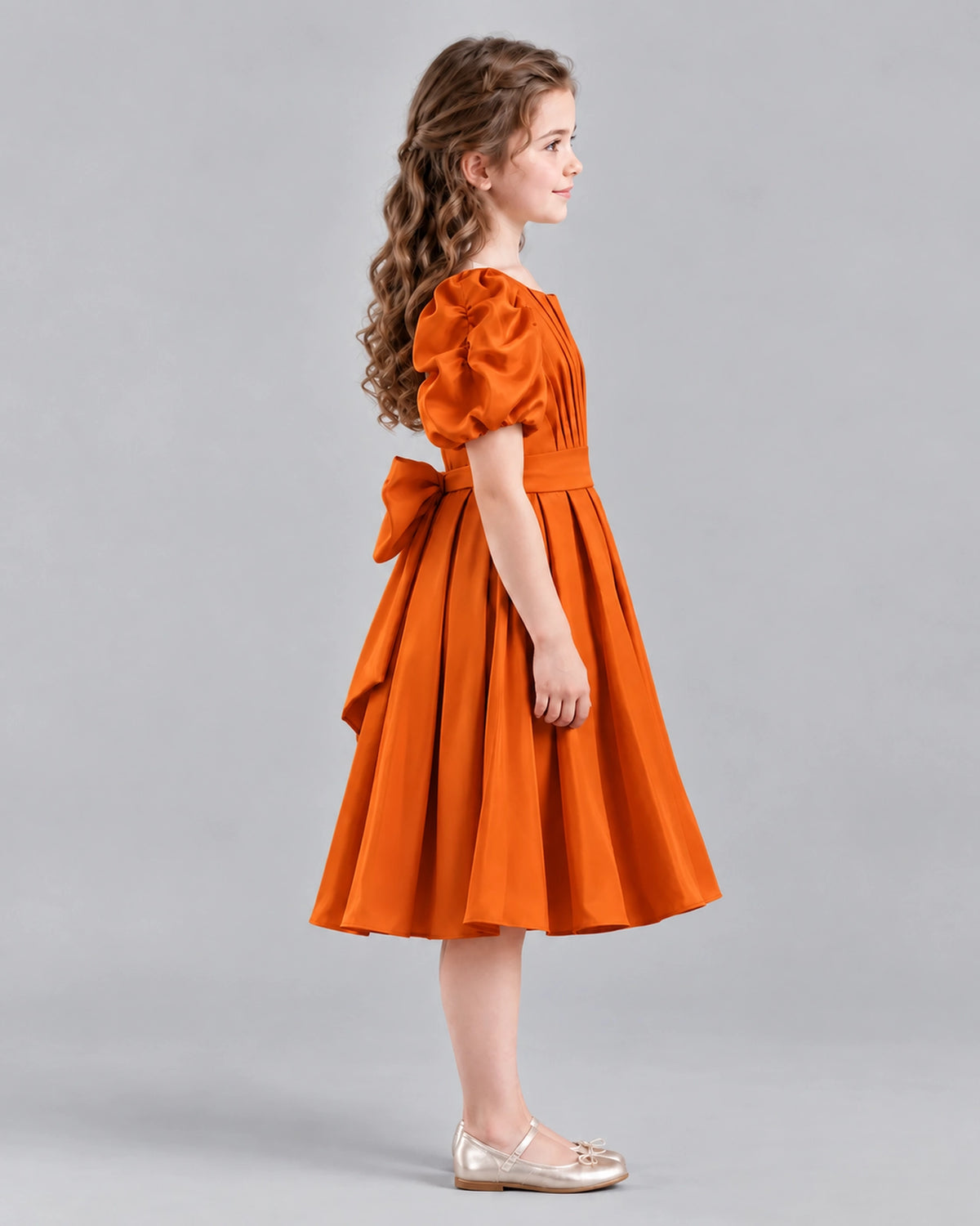 Burnt Orange A-line Girls Formal Dresses Side