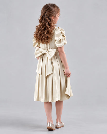 Champagne A-line Girls Formal Dresses Back