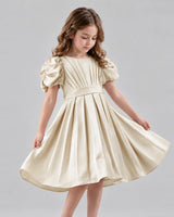 Champagne A-line Girls Formal Dresses Front